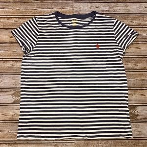 Polo by Ralph Lauren Med White with Blue stripes.
